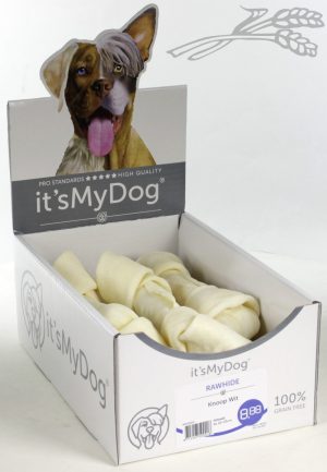 it's My Dog Rawhide Knoop Wit per showdoos van 6 stuks