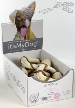 it's My Dog Rawhide Donut Wit Met Rund per showdoos van 8 stuks